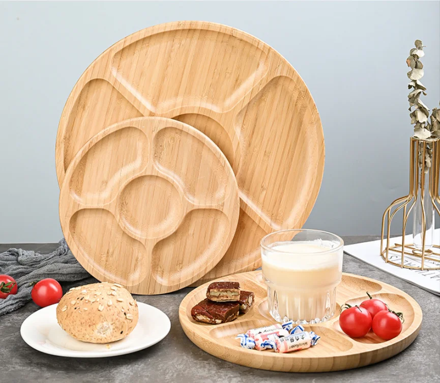 Round bamboo split dinner plate