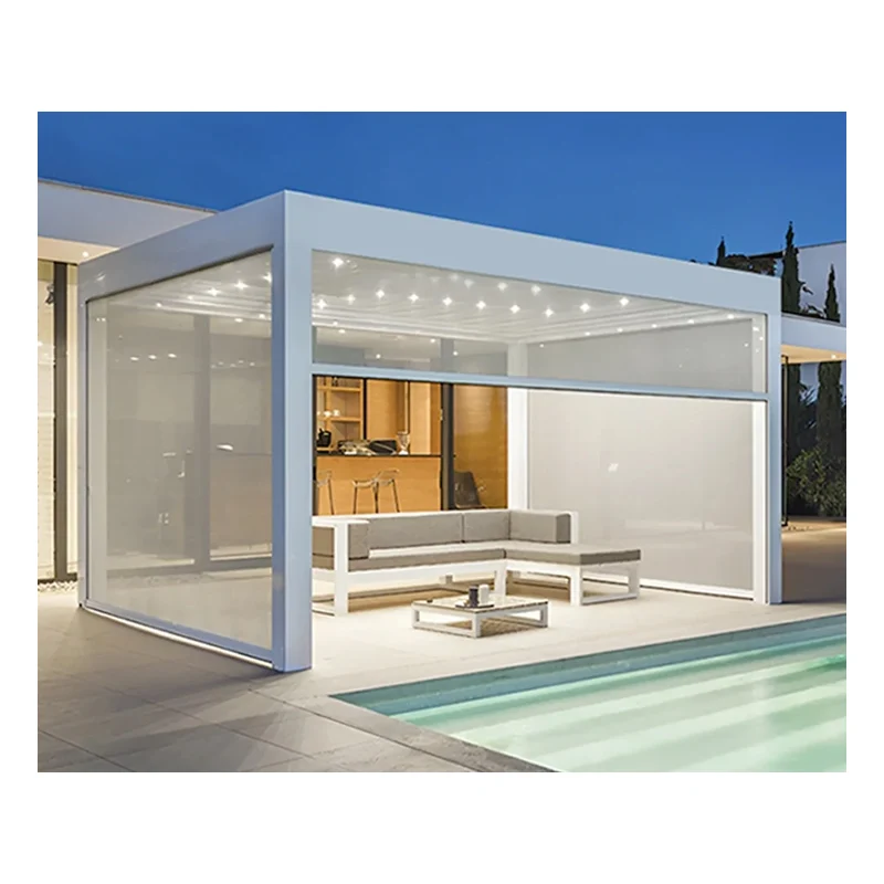 2024 Factory Outdoor Louver Sun Awnings Motorized Design Luxury Aluminium Garden Gazebo Waterproof Electric Gazebo Bioclimatic