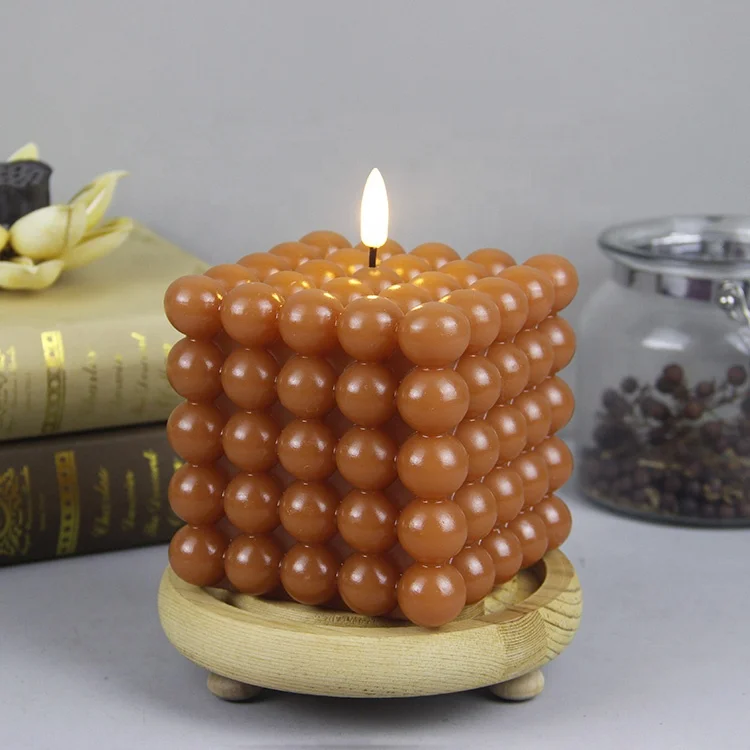 Home decorative elegant real wax flickering battery bubble flameless led candle with 3D real flame