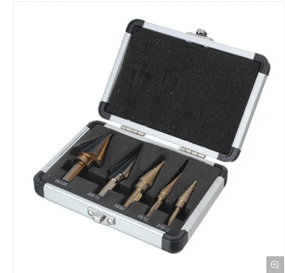 2021  Clearance Sale Customized 5PCS Straight Flute Cone Titanium for Metal Step Drill Bit