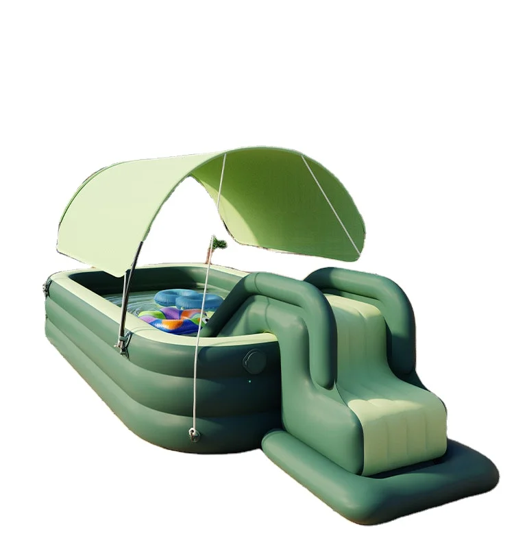 Auto Inflatable Covered Children Inflatable Swimming Pool Slide Large Naughty Fort Thickened Sunshade Accessories Factory