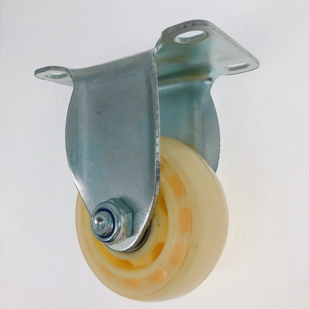 75mm x 32mm 3 Inch Korean Style Medium Duty Yellow Transparent Clear Fixed Rigid Stop Caster Wheels