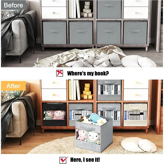 Hot Sales  Collapsible Non Wovens Fabric Cube Organizer Storage Bin Clothes Boxes With Window