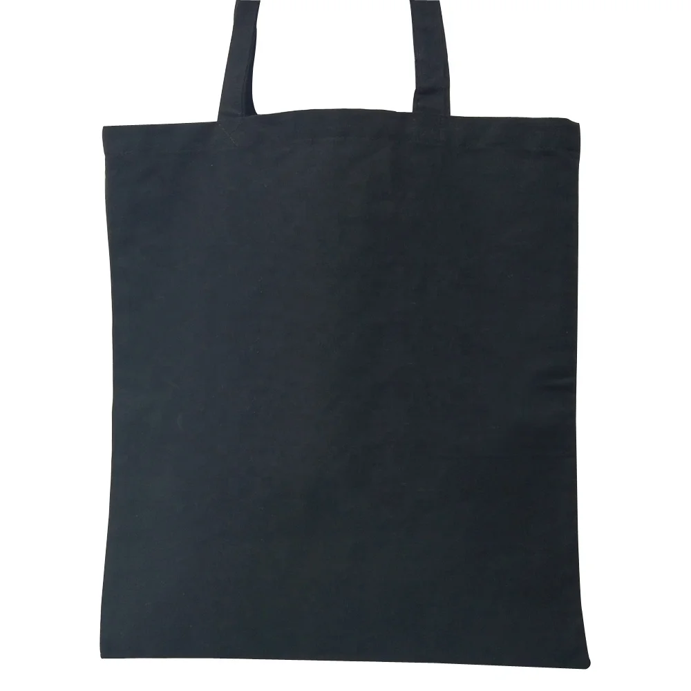 
China Cheap Wholesale Custom Reusable Eco Friendly Black Cotton Muslin Carry Shopping Shopper Bags With Printing 