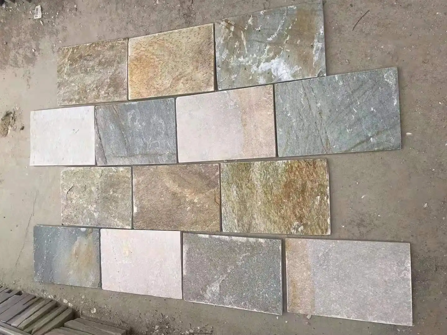 
Top Quality flagstone mats irregular shape rusty mesh net slate tile 