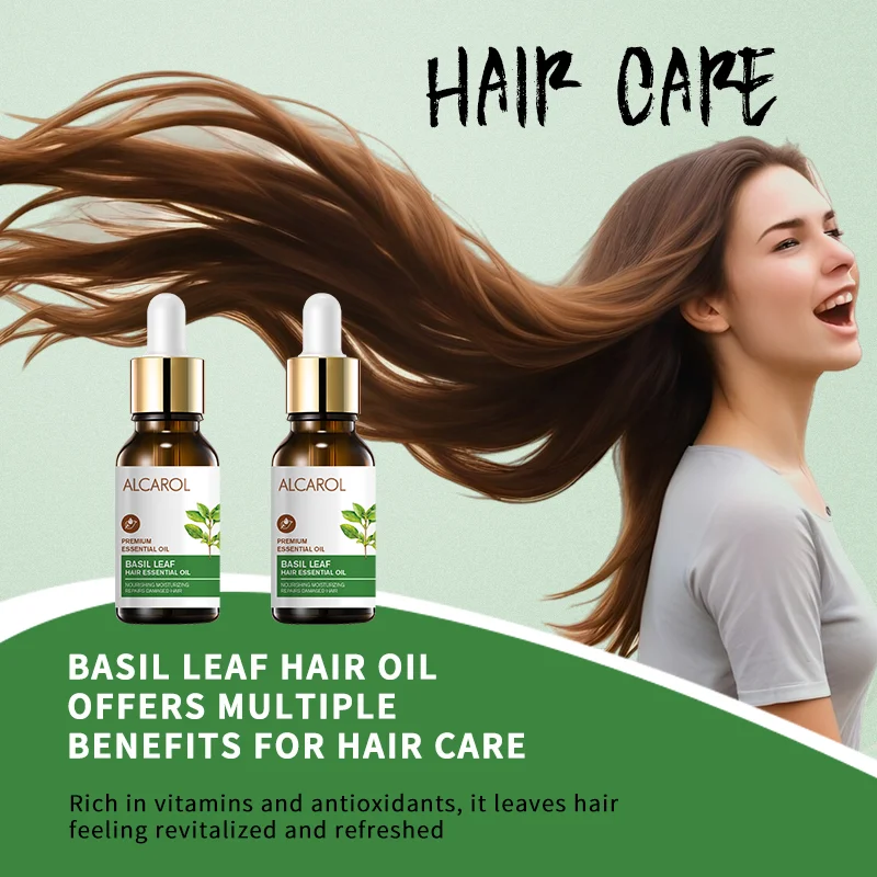 Private Label Wholesale 100% Pure Natural Basil Leaf Repair Hair Oil NourishingScalp and Hair Essential Oil