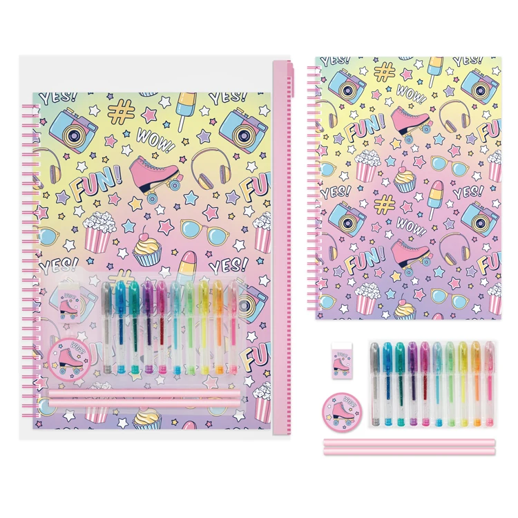 2022 Hot Selling Cute Personalized Donut Design Drawing Tools Set in PVC Bag for girls Stationery Set