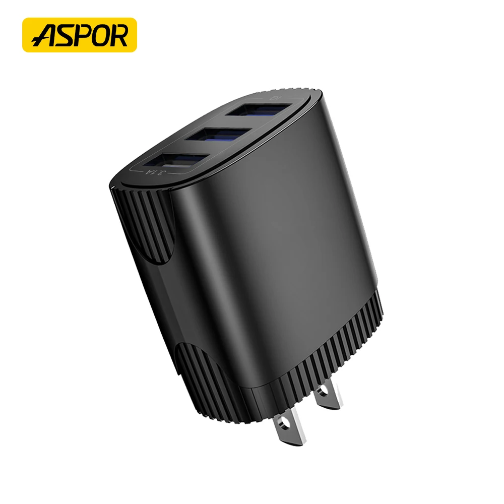Aspor Best Charger Power Adapter 2.4A IQ Mini 3 USB Fast Charging Quick Travel Wall Charger Valaible For US/EU Pin Phone Charger