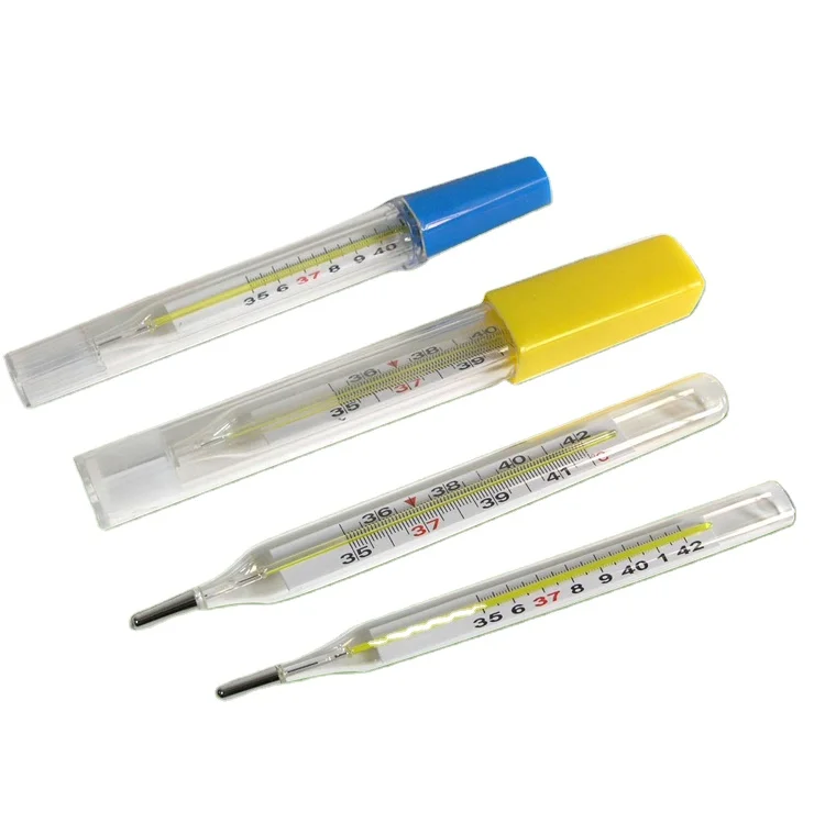 
Custom Glass Medical Mercury Free Dual Mold Oral and Armpit Clinical Thermometer with Color Case for Human Body Temperature 
