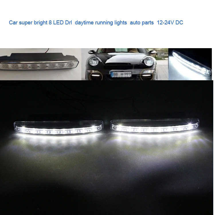 Car super bright 8 LED Drl  daytime running lights  auto parts  12-24V DC