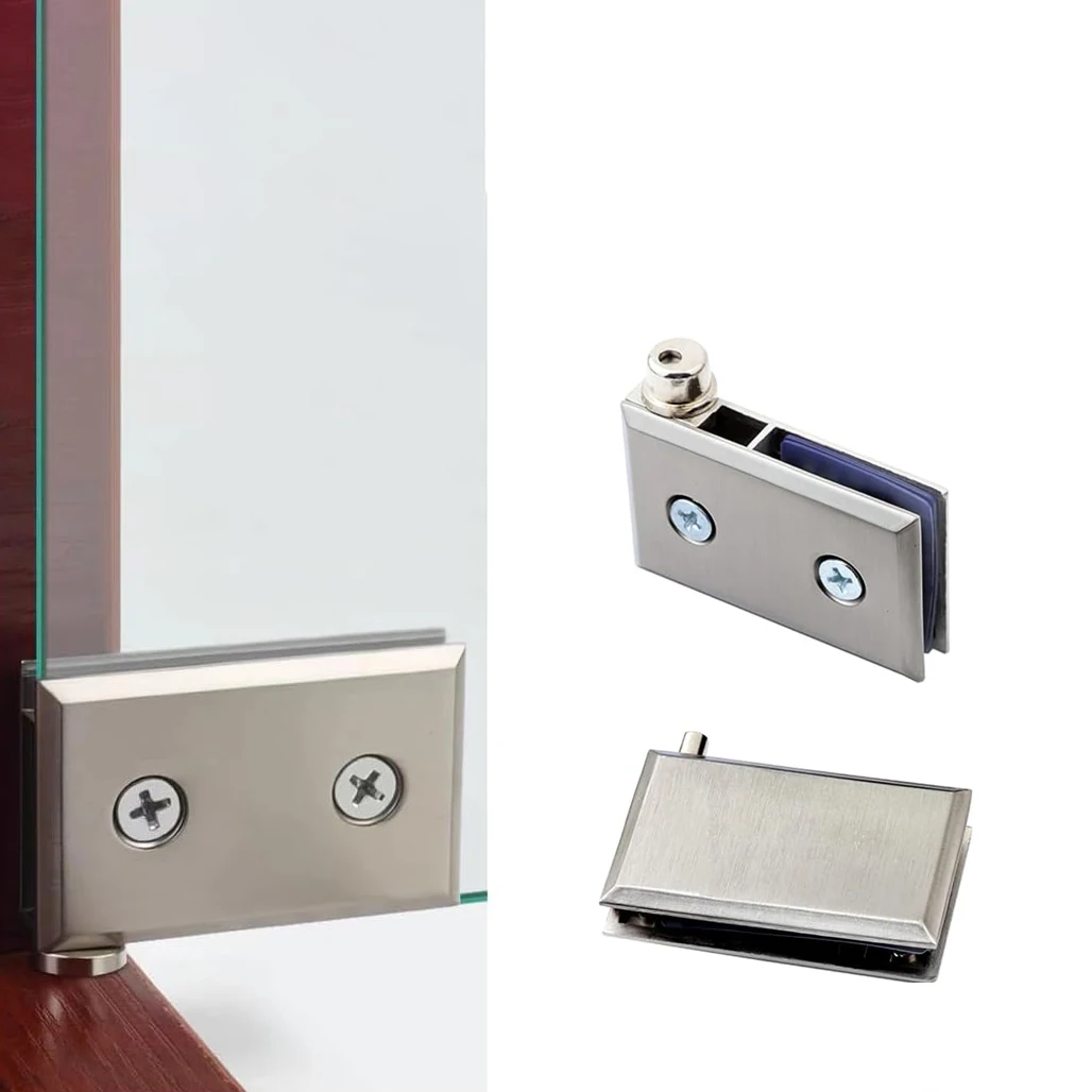 Chrome Furniture Hinges Hardware Metal Zinc Alloy Display Cupboard Cabinet pivot  For 8mm Glass Acrylic Door