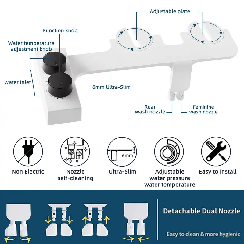 High Quality Automatic Nozzle Self-Cleaning Bide Hot and Cold Water Bidet Toilet Attachment Handy Care Bidet Sprayer