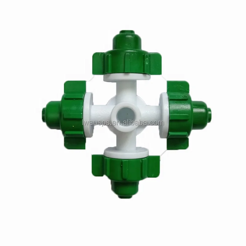 Hot Selling Greenhouse Micro Sprinkler 360 Degree Spraying 4 Outlets Cross Design Misting Sprinkler Nozzle