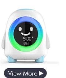 New sleep training ok to wake up kids alarm clock with colorful lights for bed room