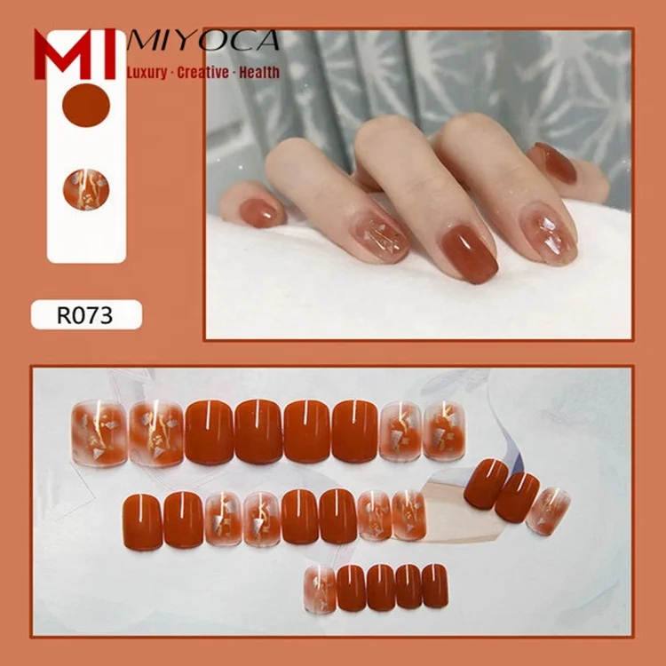 
MIYOCA Wholesale Beautiful Summer Nail Art Design Press on Nails Custom Logo Free Oem Ensemble De Faux Ongles with Glue 