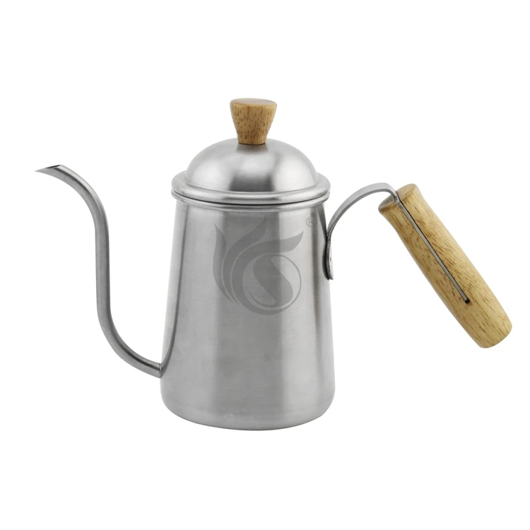 Customized Stainless Turkish Drip Tea Hand Pour Goose Neck Kettle Offices Arabic Coffee Pot With Wood Handle