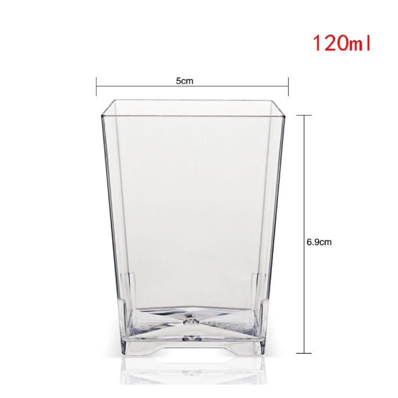 60ml120ml150ml square trapezoidal PS hard plastic transparent dessert cup mousse/pudding/packaging cup