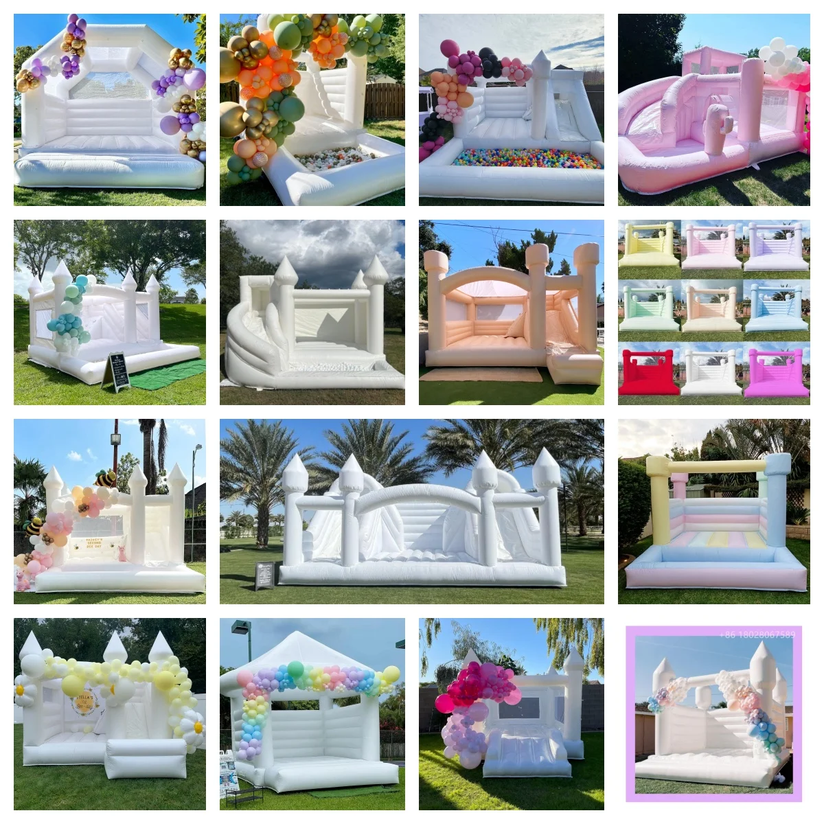 New Design Commercial Bounce House Bouncy Castle Inflatable Balloons Move White jumping castle For Kids