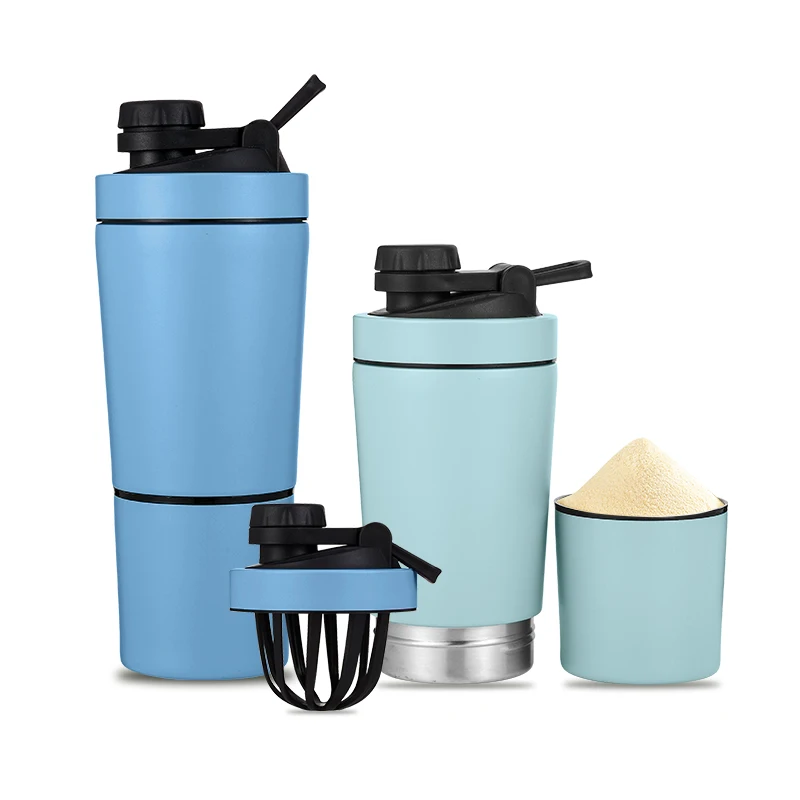 New Design Protein Shaker Bottles Double Layer Muti-Functional Protein Second Layer BPA free Stainless Steel Shaker Bottle
