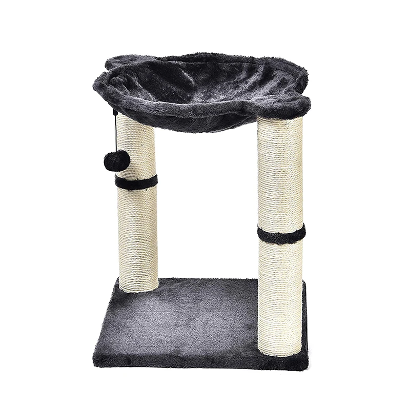 OEM Plush Cat Scratching Kitty Kitten Cat Pet Activity Bed Condo Climbing Tree with Hammock Sisal Scratcher Hanging Teasing Ball