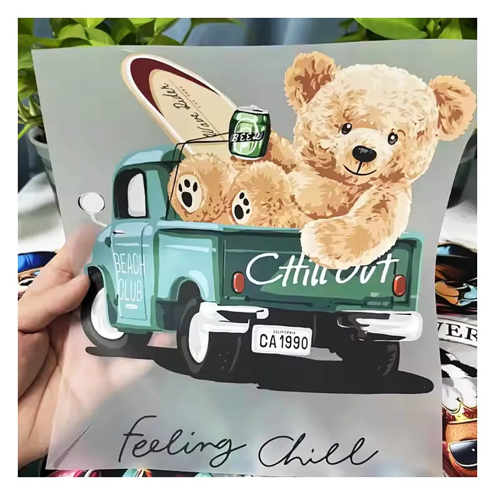 DTF Ready To Press Wholesale Custom Design Heat Press Stickers Transfer Heat Transfer Printing Stickers On T Shirt Fabric