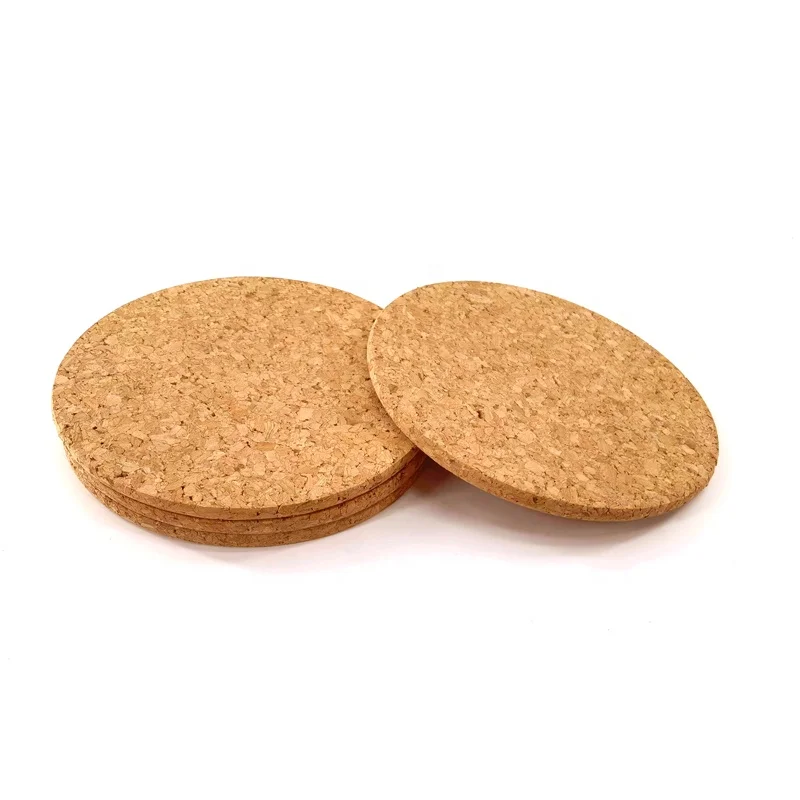 Cork Coaster Round Plant Coaster Absorbent Bar Mat 4pcs one set for Kitchen Hot Pads Pots Cork Coasters Coffee Drink Tea Cup Ma