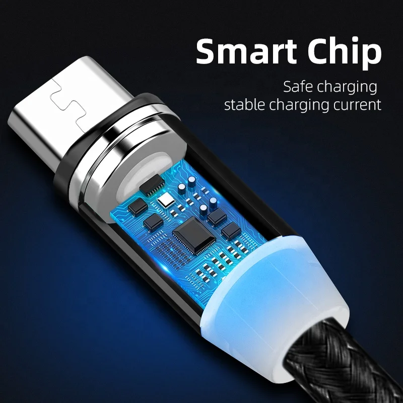  1 м 3 в Магнитный 3A Кабель Micro/Type C/8 pin USB светодиодный индикатор металлический зарядный кабель для iphone телефона Android