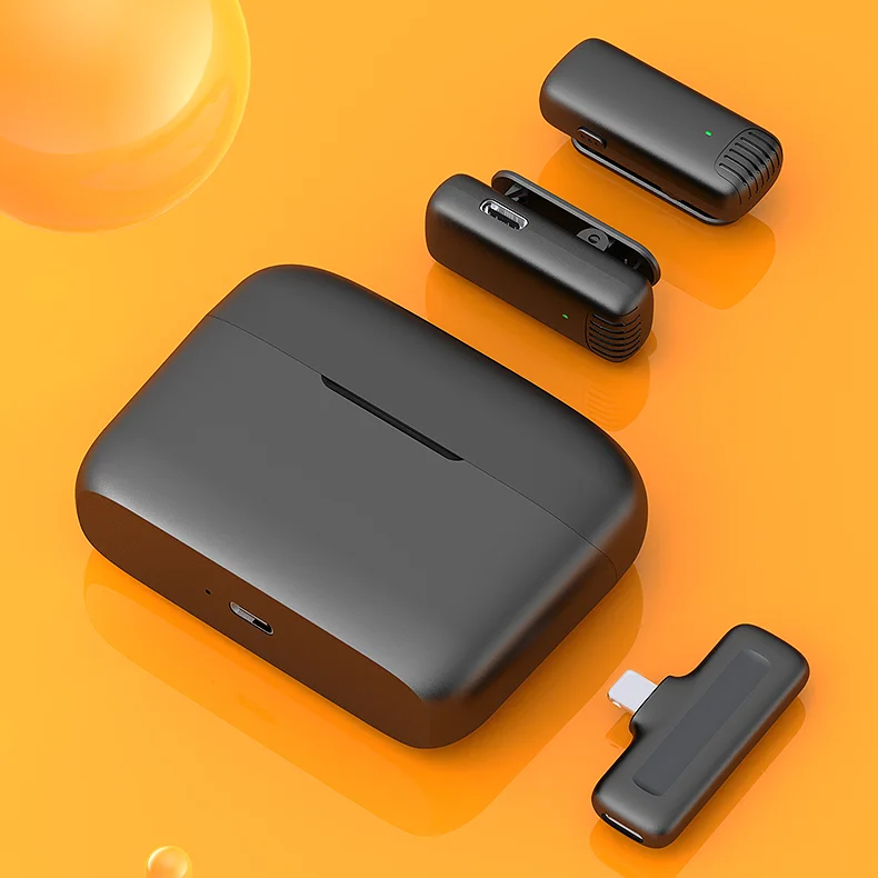 Portable Mini Lavaliere Mic Wireless Dual Tie Clip Collar Lapel Mic Microphone With Charging For Iphone J13