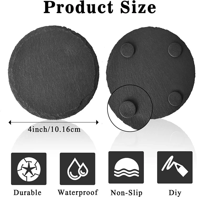 Japanese Style  Eco-friendly And Non-Slip Natural Rock Coaster Hand Chiseled Whiskey Coaster Cocktail Stone Tea Coaster