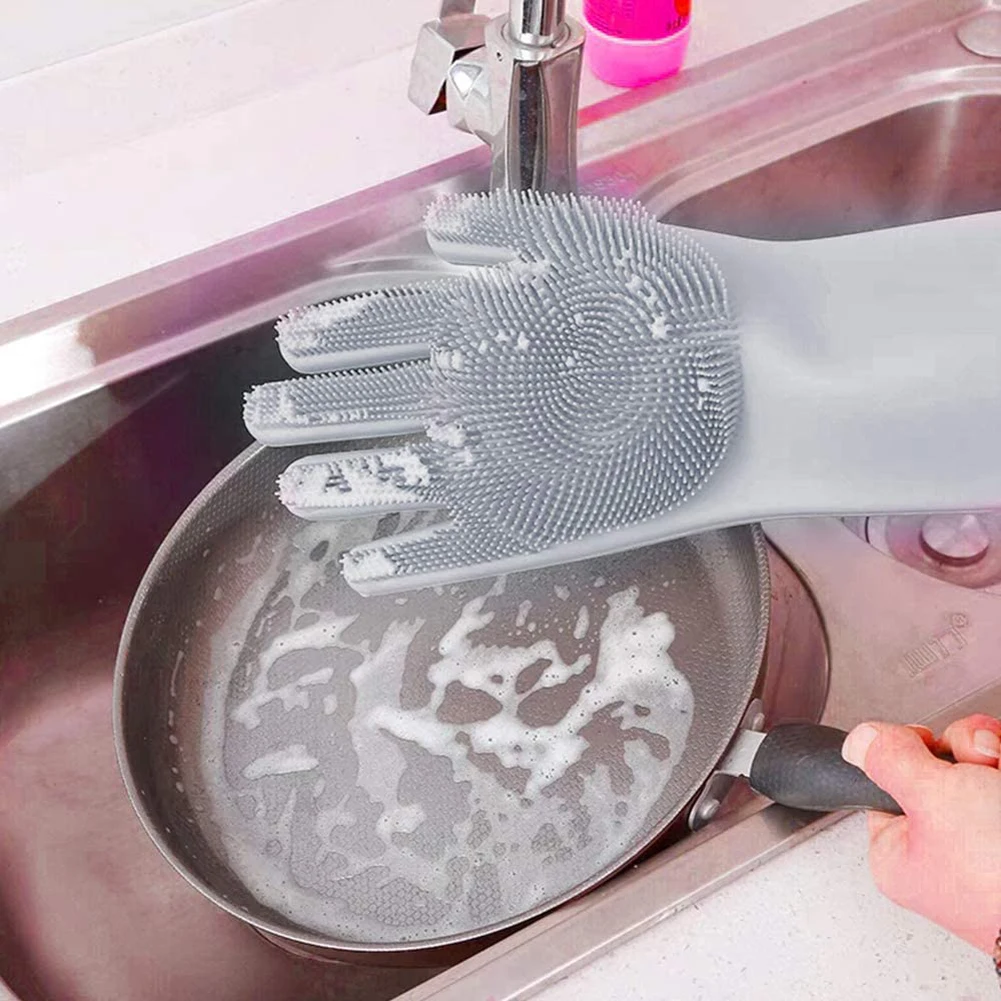Dishwashing Cleaning Gloves Magic Silicone Rubber Dish Washing Glove for Household
