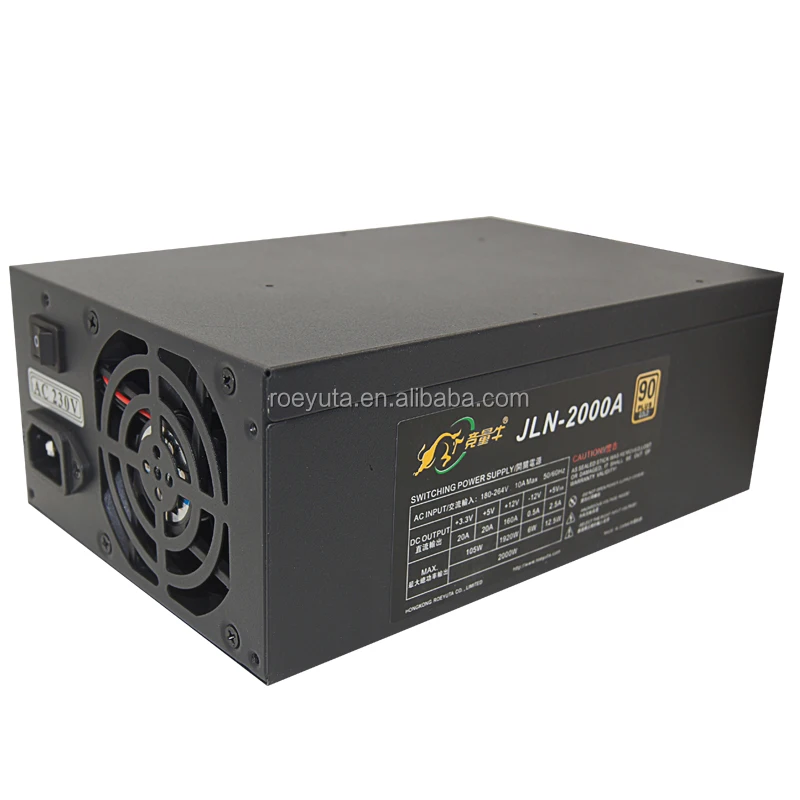 Roeyuta JLN-2000A 2000W AC180-264V Wide Voltage ATX Game DIY Server  GPU Power Supply 16pcs 6+2pin
