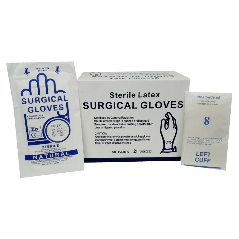 disposable powder free pre powdered latex surgical gloves certificated made in China