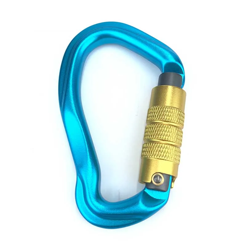 ANTMAX 25KN Blue Heavy Duty Rock Climbing D-ring  Aluminum Alloy Mountaineer Carabiner Clip Screw Lock Carabiner for Outdoor