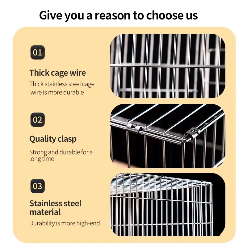 Chinese Stainless Steel Birdcage With Thickened Wire And Enlarged Parrot Breeding Cage With Breeding Mouth Birdcage