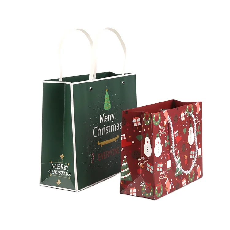 Custom Printed Your Own Logo Christmas Gift Paper Shopping Bag with Handle