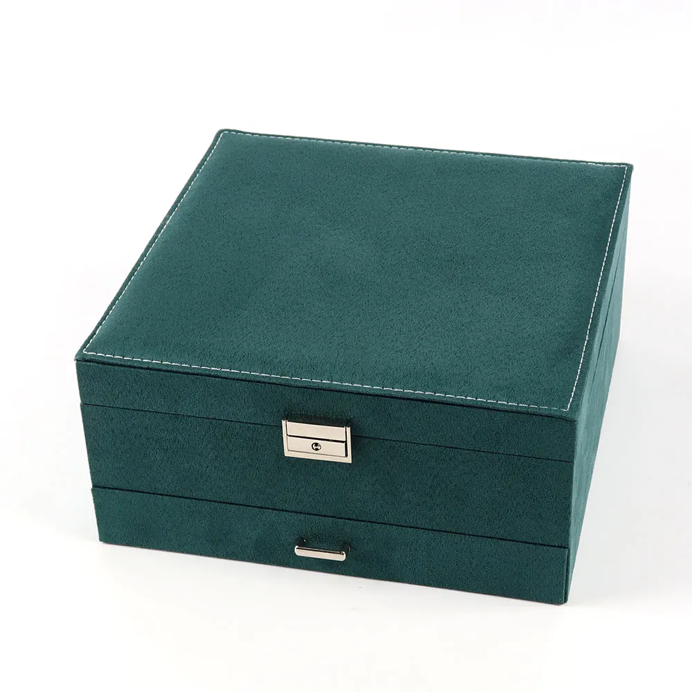 Luxury Jewelry Organizer Box with Two Tiers Display Earrings Bracelet Ring Watch Flip Top Drawer Jewelry Gift Box