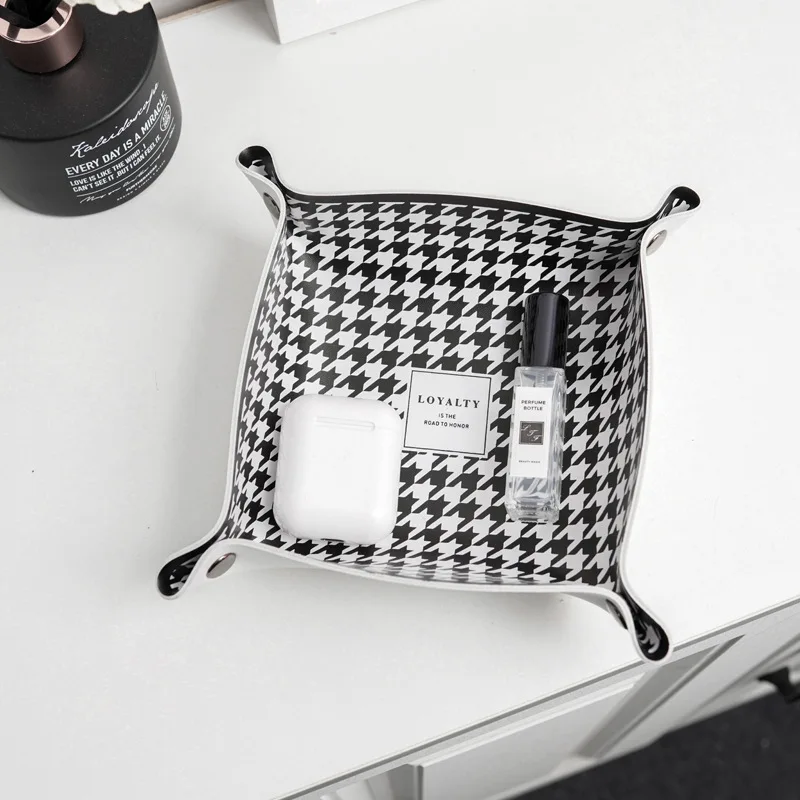 Подносы для ювелирных изделий под заказ в стиле INS, поднос для хранения косметики, кожаный поднос для ключей и игральных костей