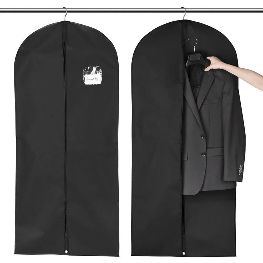 Cheap Black  Custom Logo Clothes Gown Packaging Garment Bag Oxford  Nonwoven  Dress Suit Protector Garment Bag With Zipper