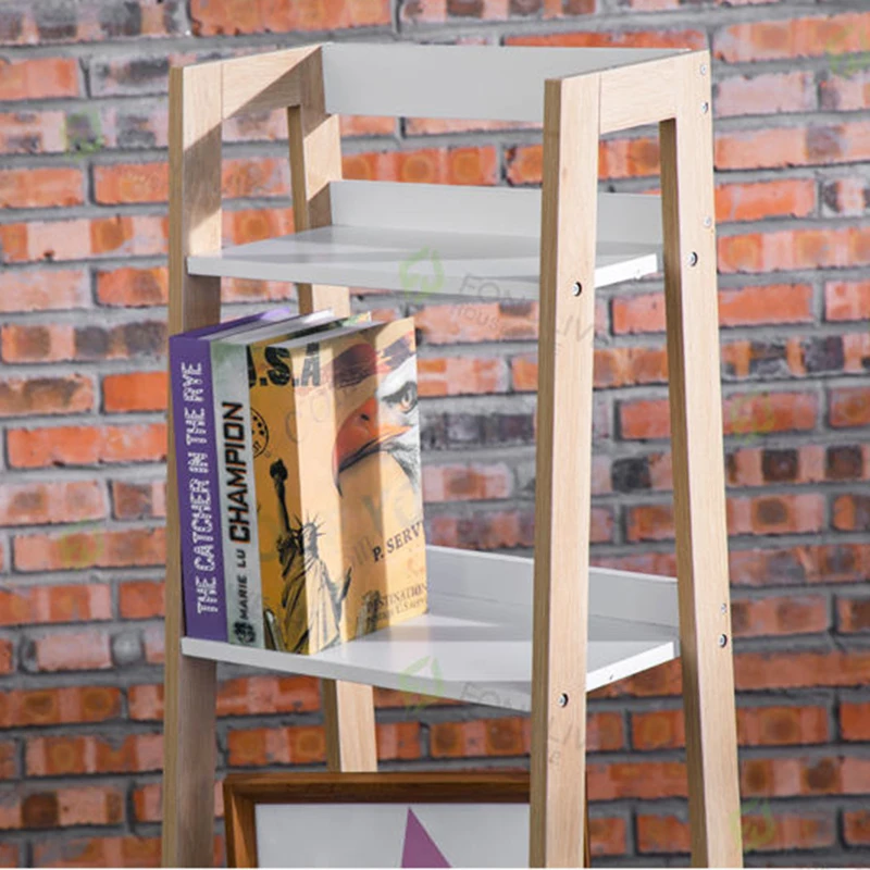 Rustic Stylish Multi Functional Storage Shelves Home And Office Furniture Wooden Bookshelf Corner Display Bookcase With 4 Tiers