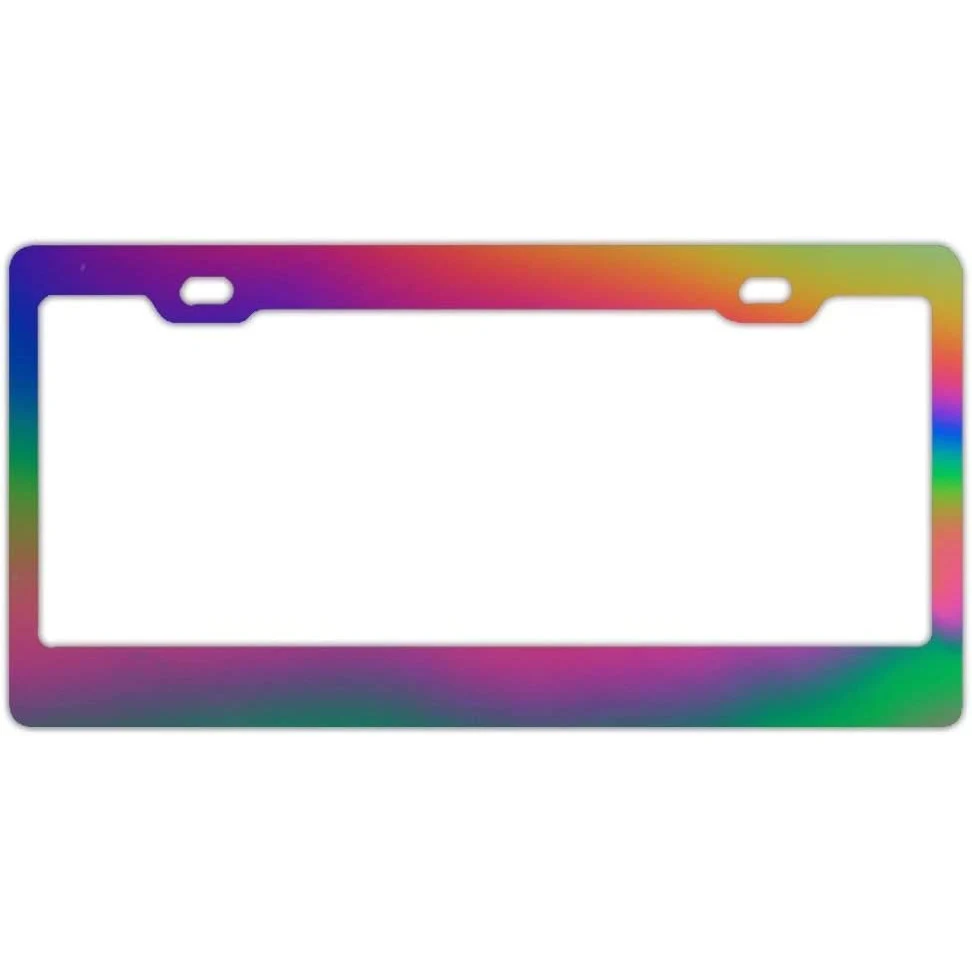 Rainbow License Plate Frame Aluminum Board Frames Theft-Proof Frames Custom Colorful License Plate Holder