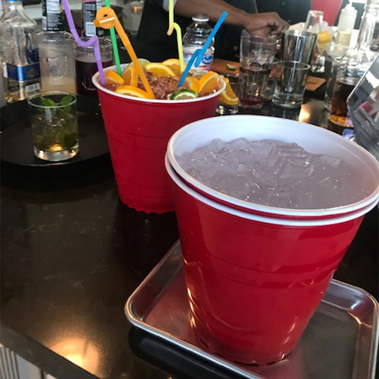 Custom Logo Red Party Wedding 110oz Large Capacity Disposable Plastic Bucket Cups