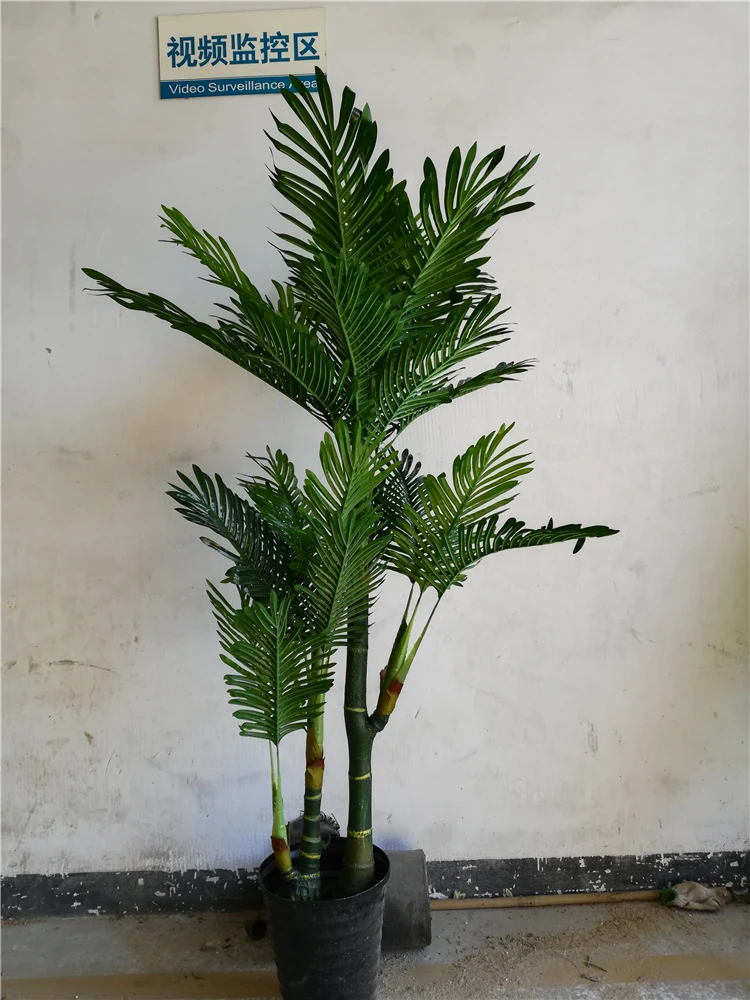 High quality kwai tree fake plant palm leaf tree bonsai plant with pot for indoor decoration