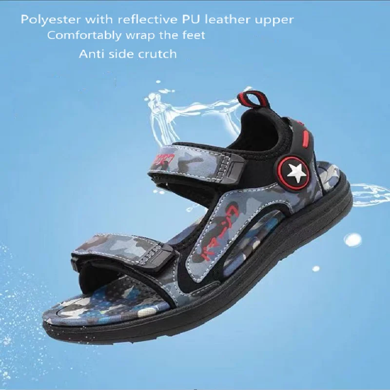 2024 new Children outdoor beach sandals boy kids PU leather hiking sandal shoes for kids non-skid summer sandals boy