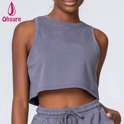 Gym apparel women sports crop top cotton cutoffs running singlets cropped singlet fitness tank top