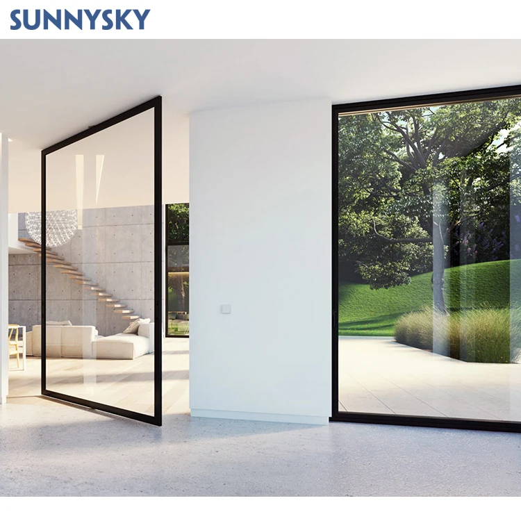 Sunnysky, новые внешние Роскошные легкие металлические двери из алюминиевого сплава, поворотные входные двери для дома, современные