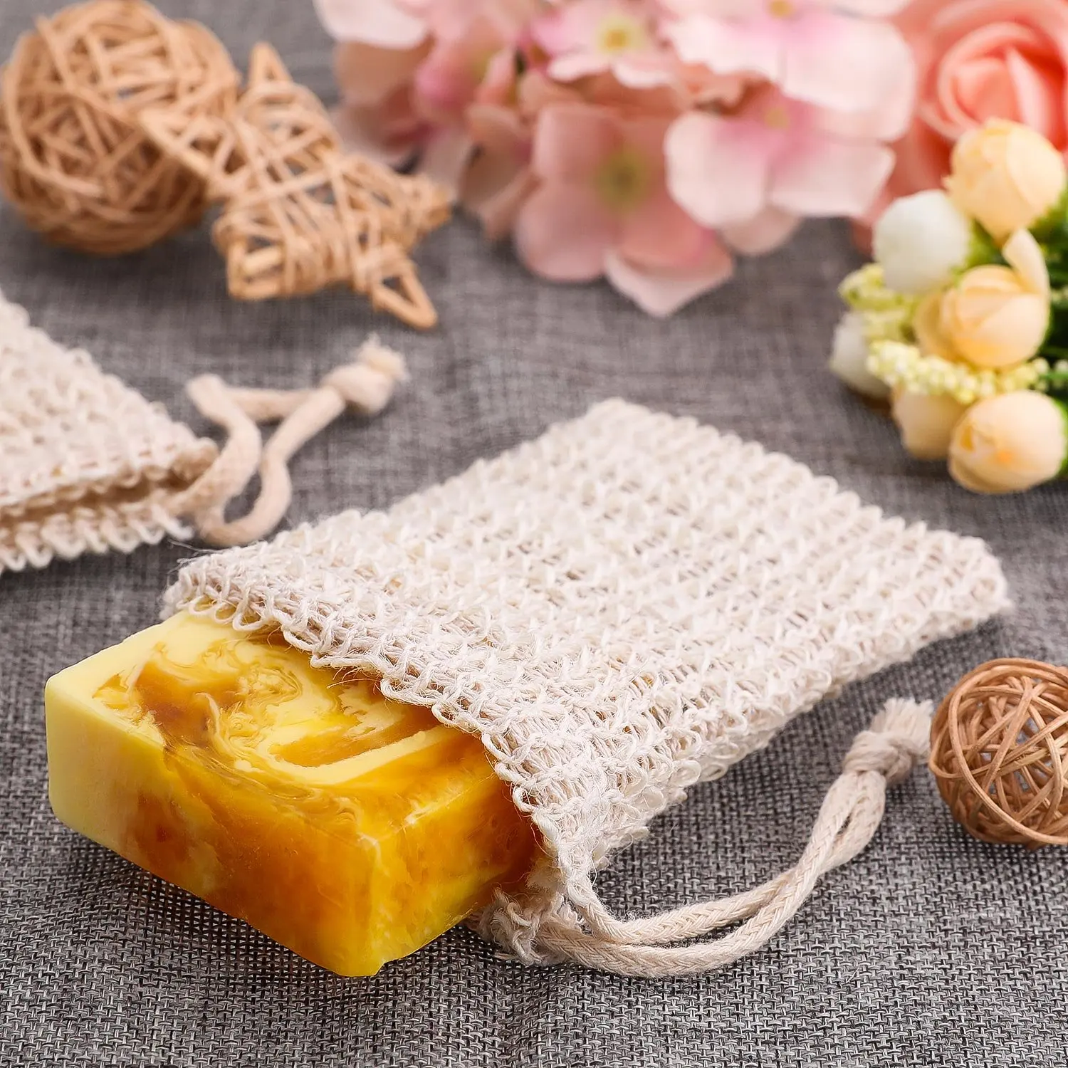 Sisal Natural Net Soap Pouch Soap Exfoliating Bag Soap Saver