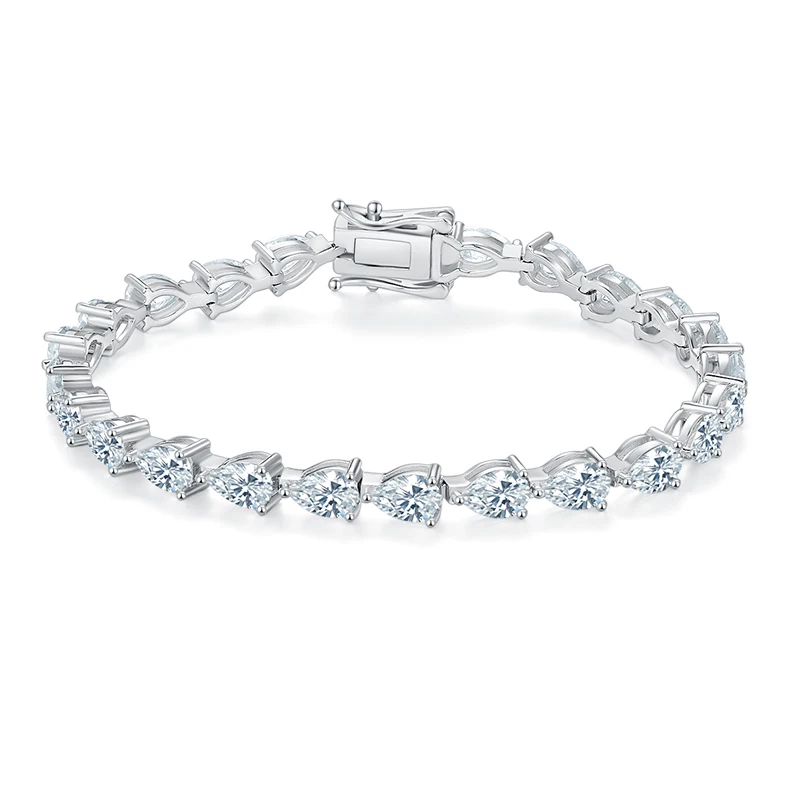 Triangular stone  tennis Chain S925 Silver plated white Gold bracelet Moissanite Diamond 0.5 carat/grain D grade VVS
