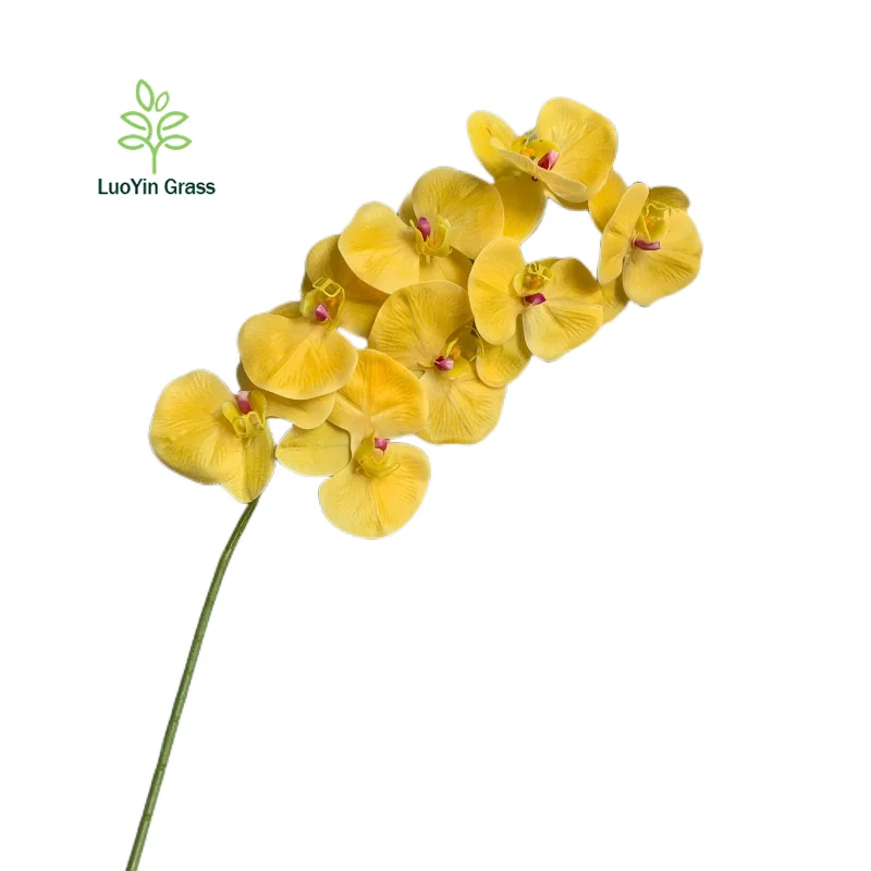 Artificial Orchid Stems  PU Real Touch White Orchid 37 inch Tall 9 Big Blooms Phalaenopsis Flower Home Wedding Decor