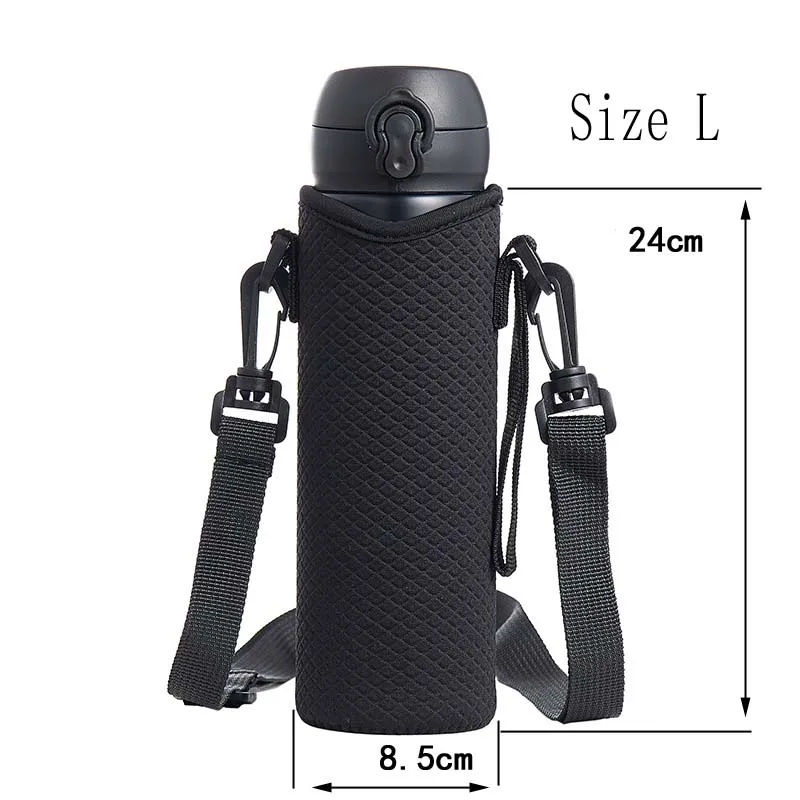 Portable Non-slip Bottle Cover Holder Carrier with Shoulder Strap Neoprene Glass Water Bottle Sleeve Insulator Cooler