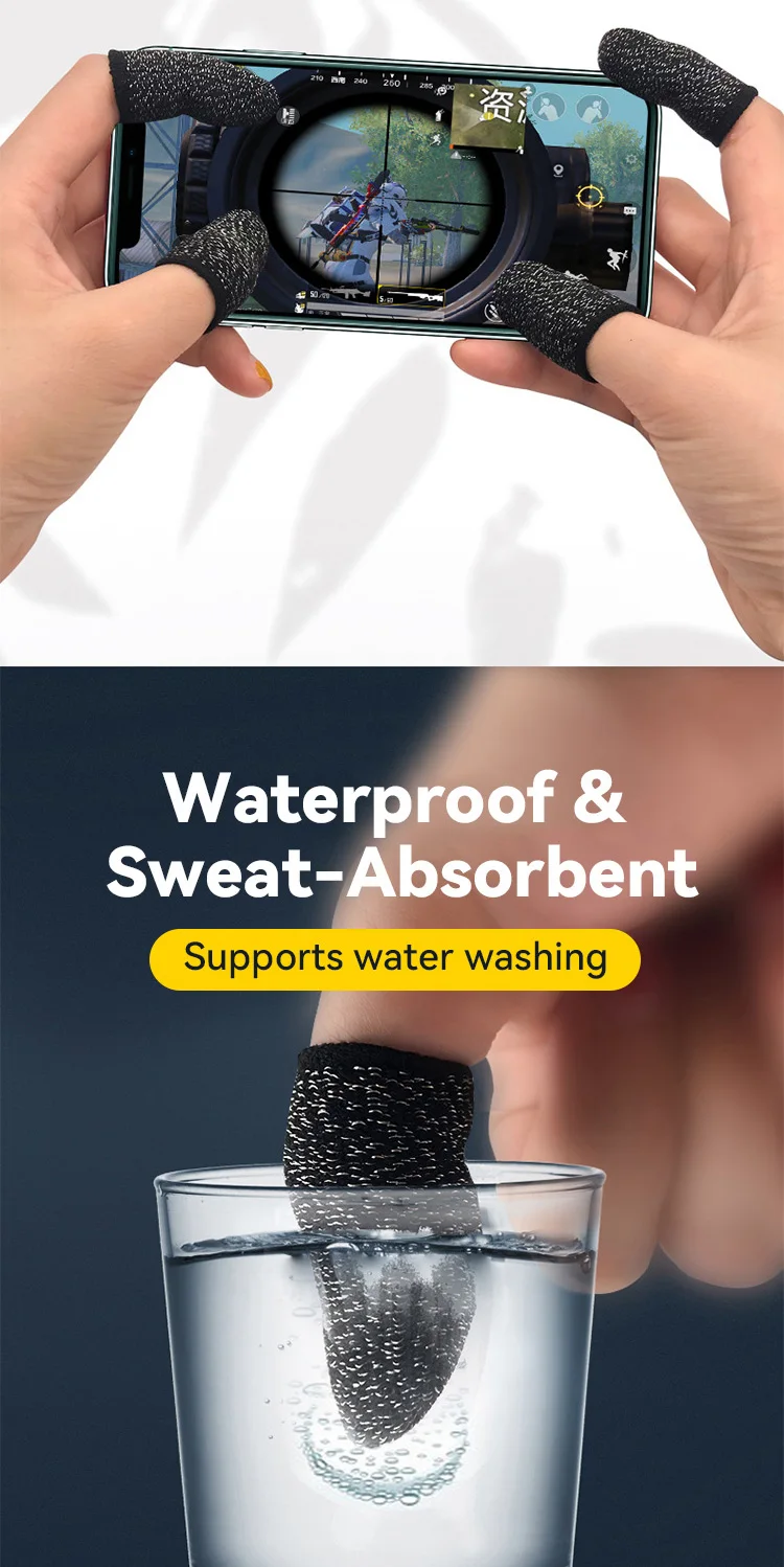 Factory Wholesale Touch Screen for Sale Mobile Game Controller Anti-Sweat silver fiber Finger Sleeves